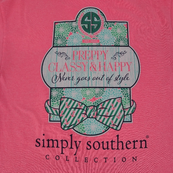 Simply Southern Pink Graphic T Preppy Classy M - Picture 3 of 9